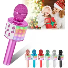 GENERICO - Micrófono Inalámbrico Karaoke Bluetooth Niños y Adultos con luces LED