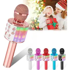 GENERICO - Micrófono Inalámbrico Karaoke Bluetooth Niños y Adultos con luces LED
