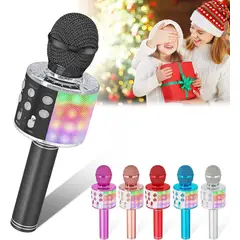 GENERICO - Micrófono Inalámbrico Karaoke Bluetooth Niños y Adultos con luces LED