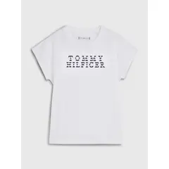 TOMMY HILFIGER - Camiseta Con Logo De Rayas Náuticas Niña Blanco