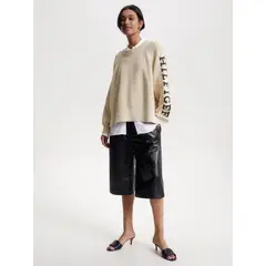 TOMMY HILFIGER - Saco Amplio De Punto Elástico Mujer Beige