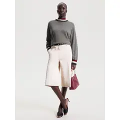 TOMMY HILFIGER - Saco Global Stripe De Corte Amplio Mujer Gris