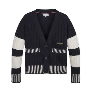 TOMMY HILFIGER - Saco Azul De Rayas Con Logo Para Niña