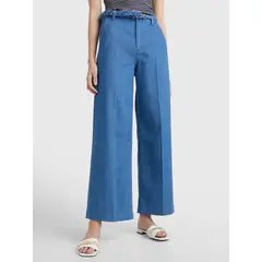 TOMMY HILFIGER - Jeans Anchos De Talle Alto Con Cinturón Mujer