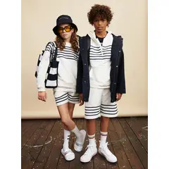 TOMMY HILFIGER - Saco Con Rayas Marineras Y Logo Niña Blanco