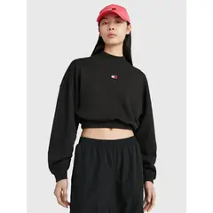 TOMMY HILFIGER - Saco Holgada De Corte Cropped Con Escudo Mujer Negro Tommy Jeans
