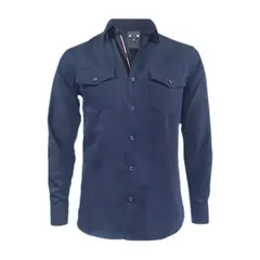 SON DOS - Camisa denim azul con bolsillos manga larga slim para hombre