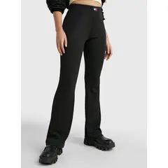 TOMMY HILFIGER - Leggings Acanalados Con Pernera Acampanada Mujer Negro Tommy Jeans