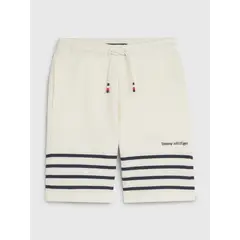 TOMMY HILFIGER - Pantalón Corto De Chándal Con Rayas Marineras Niño Blanco