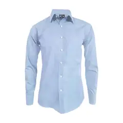 SON DOS - Camisa azul claro en algodón manga larga slim para hombre