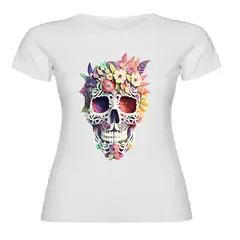 VANIDADES COLLECTIONS - Camiseta Catrina Flores Camiseta Para Mujer Catrina Flores