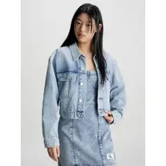 CALVIN KLEIN - Chaqueta Cropped De Denim Reciclado Mujer Azul