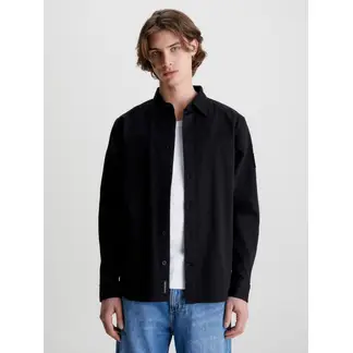 CALVIN KLEIN - Camisa Holgada De Sarga Algodón Hombre Negro