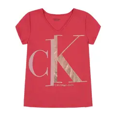 CALVIN KLEIN - Camiseta Con Cuello V Niña Rojo