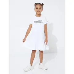 TOMMY HILFIGER - Vestido Camiseta Con Logo Niña Blanco