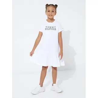 TOMMY HILFIGER - Vestido Camiseta Con Logo Niña Blanco