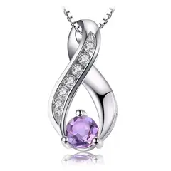 ALHAJAS - Collar Para Mujer Piedra Amatista Infinito Fabricado En Plata 925