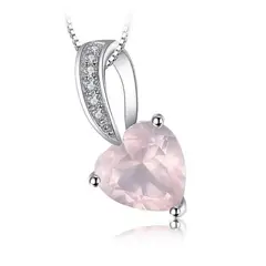 GENERICO - Collar Para Mujer Corazón Piedra Cuarzo Fabricado En Plata 925
