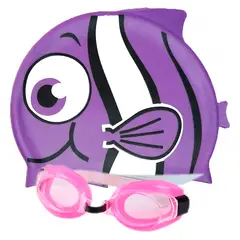 GENERICO - Set niños natación kit gafas gorro pez silicona