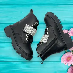 PAPOS - Botas Niñas Luz de Luna Negras - Negro