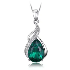 ALHAJAS - Collar Elegante Gota De Agua Para Mujer Con Esmeralda En Plata 925