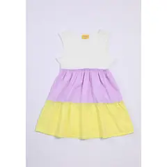BABY PLANET - Vestido Blanco En Bloques Con Manga Sisa Para Bebé Niña Baby Planet..-