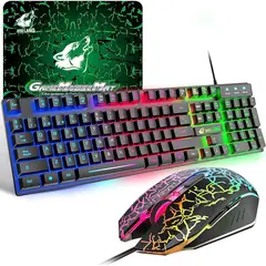 GENERICO - Combo Gamer Teclado Y Mouse Ergonómico Retroiluminado Led