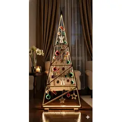 MIELTECH - Arbol Navidad vela vintage madera con luces luz led y adornos