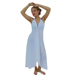 MANTARRAYA BEACHWEAR - Vestido de Playa y Verano Largo y Fresco - Blanco
