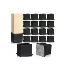 GENERICO - Protector Pata Silla En Silicona Cuadrada X 16 Unid Negro 0789