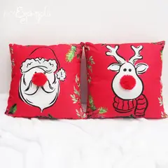 POR EJEMPLO DISEÑO Y DECORACION - 2 Forros de Cojines de Navidad Rojos