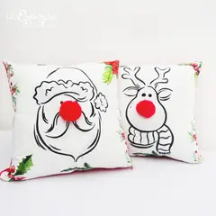 POR EJEMPLO DISEÑO Y DECORACION - 2 Forros de Cojines de Navidad Blancos
