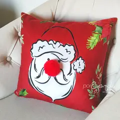 POR EJEMPLO DISEÑO Y DECORACION - 2 Forros de Cojines de Navidad Papa Noel y Reno