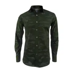 SON DOS - Camisa verde también en tallas grandes manga larga hombre