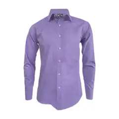SON DOS - Camisa casual lila sin bolsillo slim manga larga para hombre
