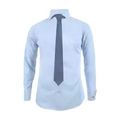 SON DOS - Camisa formal azul claro con iniciales manga larga hombre