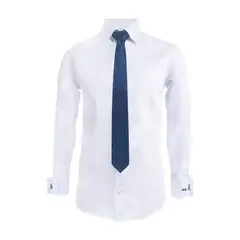SON DOS - Camisa para corbata blanca iniciales puño mancornas manga larga hombre