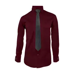 SON DOS - Camisa formal vino tinto para mancornas manga larga hombre
