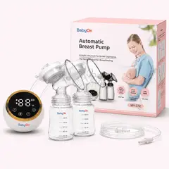 BABY ON - Extractor De Leche Doble Eléctrico Recargable 3 Modos 9 Niveles