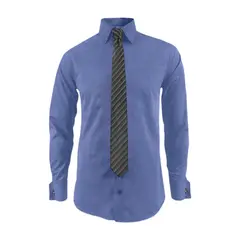 SON DOS - Camisa para corbata azul puño mancornas manga larga hombre
