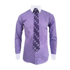 SON DOS - Camisa formal lila cuello y puños blancos manga larga hombre