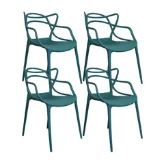 BOXBIT - Kit por 4 Silla Solna Tipo Master Jardín - Azul Petróleo