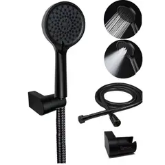 GENERICO - Teleducha Negra Multifunción Soft Tames -manguera -soporte