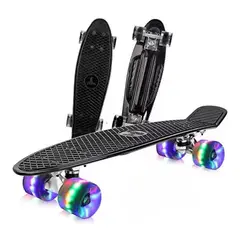 GENERICO - Tabla Patineta Skate Long Board Luz Led 56cm Penny Negra