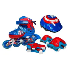 GENERICO - Kit Patines Ajustables Capitán América Niños Casco 27-30