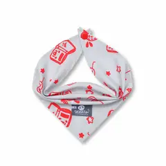 WAWAW - Pañoleta para perro talla L gris dibujos rojos
