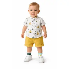 LUSOLSI - Prendas Ropa niños conjuntos de vestir camisa y pantalones cortos