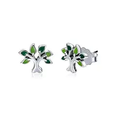 ALHAJAS - Aretes Topos Para Mujer Árbol De La Vida Fabricados En Plata 925