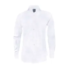 SON DOS - Camisa en lino blanco ocasión casual manga larga slim hombre