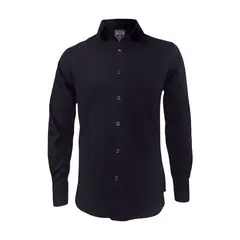 SON DOS - Camisa lino negro también en tallas grandes manga larga